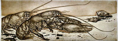 Richard Müller (1874-1954),Zwei Hummer, technisch perfekt in Aquatinta und Kaltnadel
ausgeführt,two lobsters, a mixed technique of aquatinta and drypoint in perfection