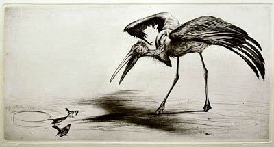 Richard Müller (1874-1954),ungleiche Gegner, erfasst in einer fabelhaften
Bildkomposition,unequal opponents, put down on paper in a splendid composition