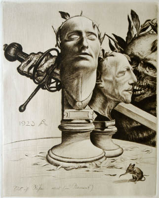 Richard Müller (1874-1954),Napoleon und Friedrich II., Der Tod triumphiert, die Maus
kümmert's nicht,Death exulting over Napoleon and Friedrich II. while the mouse is not
bothered