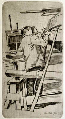 Richard Müller (1874-1954),Impressionistisch und malerisch aufgefasste Darstellung zweier
Arbeiter,impressionistic and spontaneous sketch of two workers