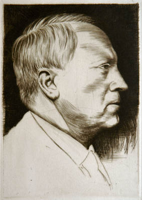 Richard Müller (1874-1954),entstanden um 1920 zeigt dieses Selbstbildnis den
Künstler im Profil,self-portait of the artist about 1920